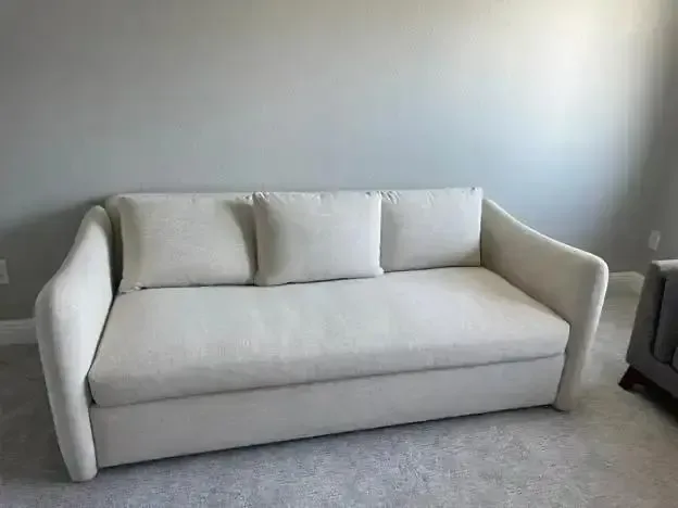 Cream upholstered sofa after professional upholstery cleaning, Complete Carpet Care upholstery cleaning in Lakeland, FL