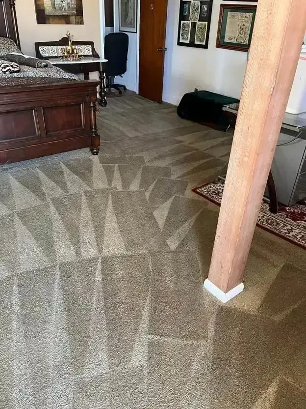 Bedroom carpet with clean extraction lines after professional carpet cleaning, Complete Carpet Care serving Lakeland, FL