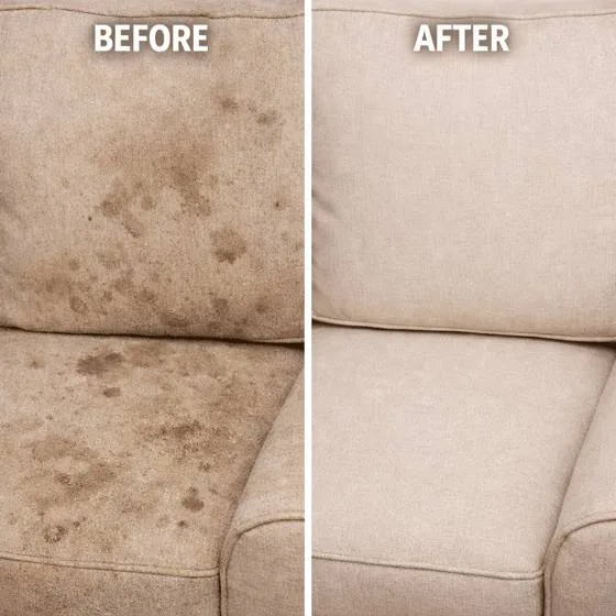 Sofa upholstery before and after cleaning in Plant City FL
