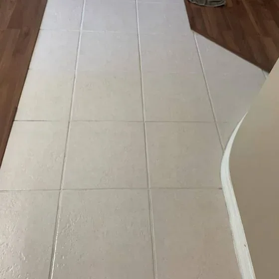 Clean tile floor with light grout lines after professional cleaning, Complete Carpet Care serving Riverview, FL